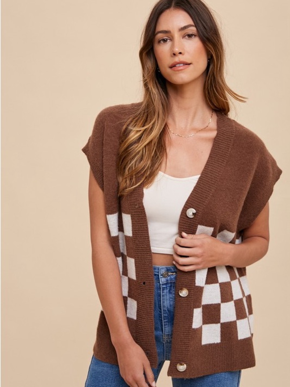 NWT Checkered Sweater Vest